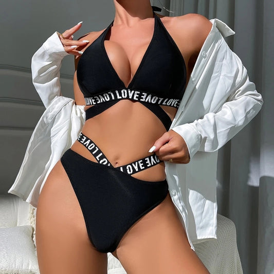 Sporty Look High Quality Intimating Love Bikini Style Lingerie