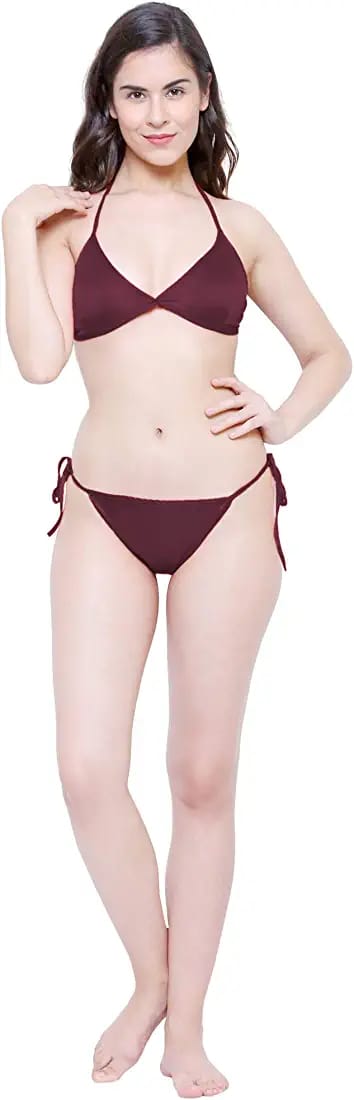 New Sexy Shiny Silk Stain Triangle Cup 2 Pcs Bikini Set For Women