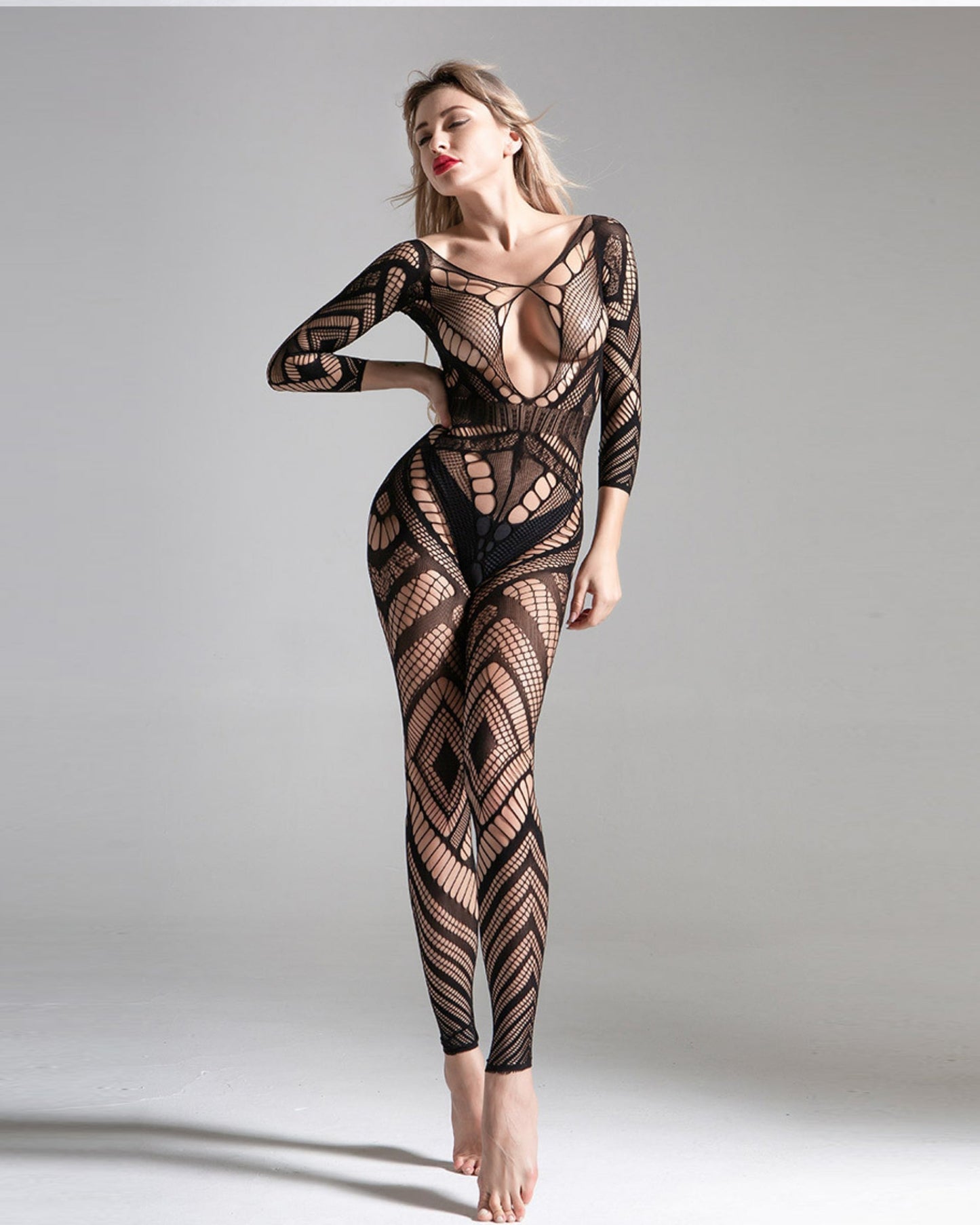 Hollow Out Tight Full Body Perspective Sexy One-Piece Fishnet Stockings