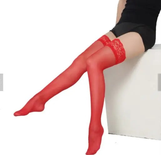 Luxury High knee Transparent Mash Lace Leg Stocking