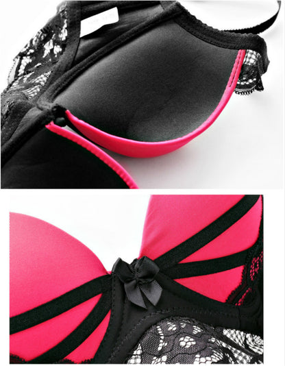 HQ  Sexy T Back Padded Push Up Hollow Out Brief Sets Of Bra & Panty