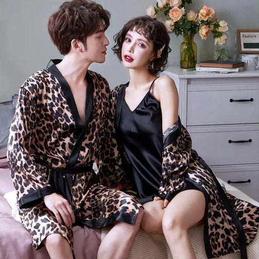 Leopard printed nightwear for couples