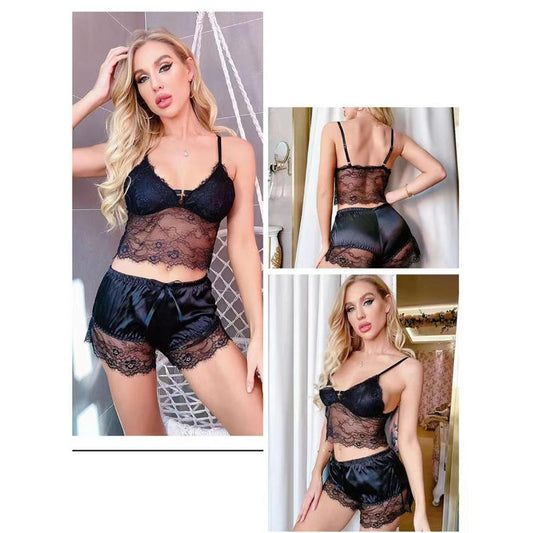 Lace Lingerie Top and Stain silk Short