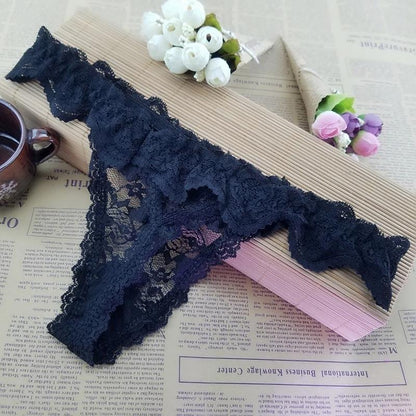 Set of 3 Lace Briefs Panties Thongs G-String T-Back Lingerie Underwear