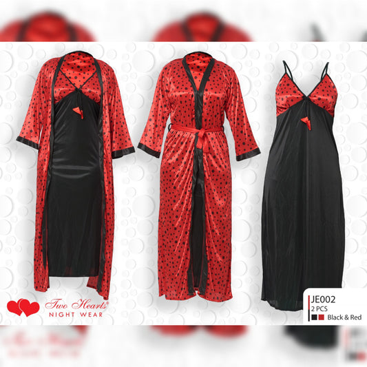 2 Pieces Elegant Long Night Gown with Inner dress Lingerie