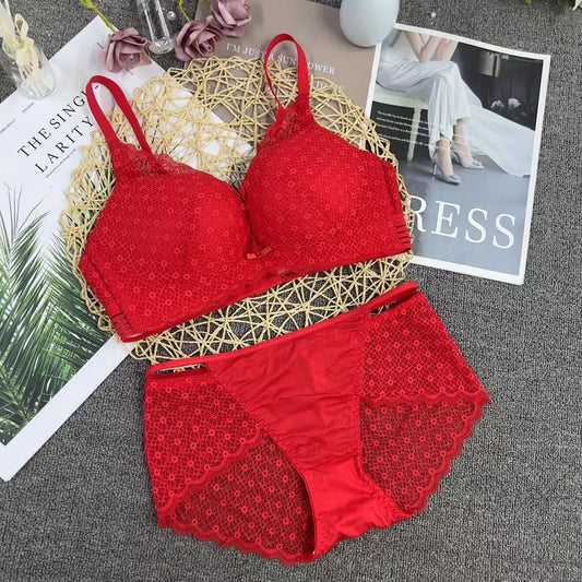 New sexy Embroidery Padded Bralet Set - Bra & Brief Sets